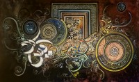 Bin Qalander, Surah Yaseen, 24 x 42 Inch, Oil on Canvas, Calligraphy Painting, AC-BIQ-154